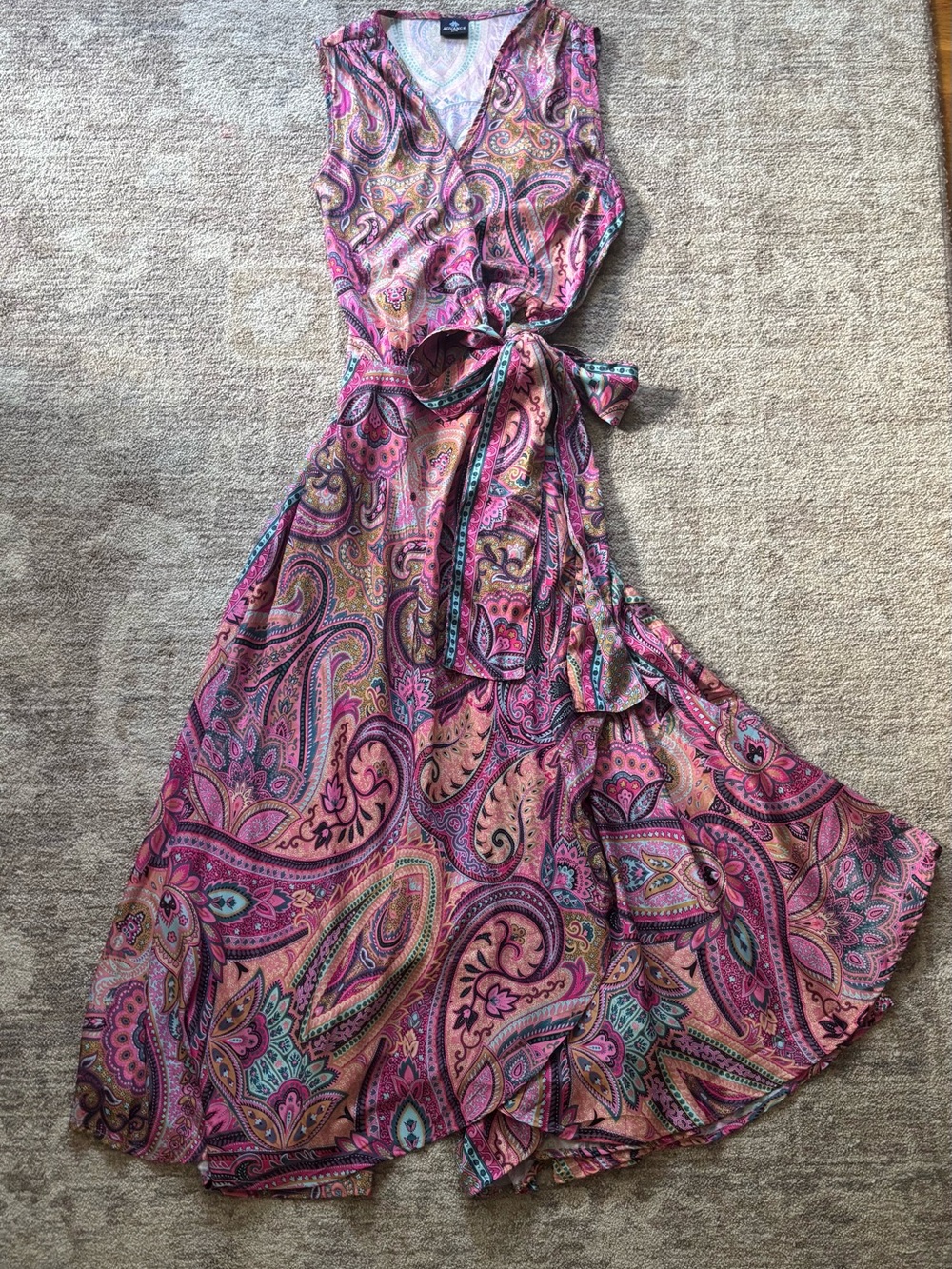 Silk Paisley Wrap Dress